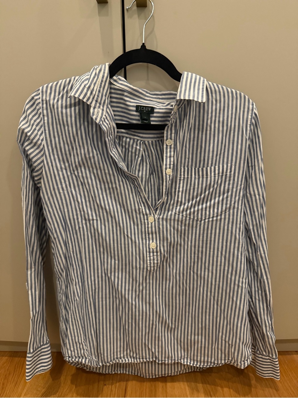 J. Crew Women’s Blue and White Striped Shirt S